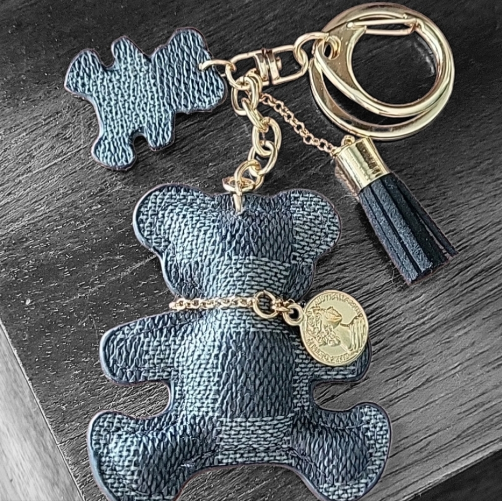 BEAR FAUX LEATHER KEYRING AND CHARM HOLDER